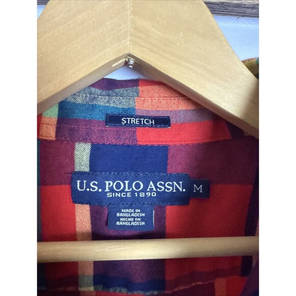 US Polo Assn Mens Flannel Shirt Med Colorful Plaid Classic Pony Logo Preppy - Picture 3 of 9